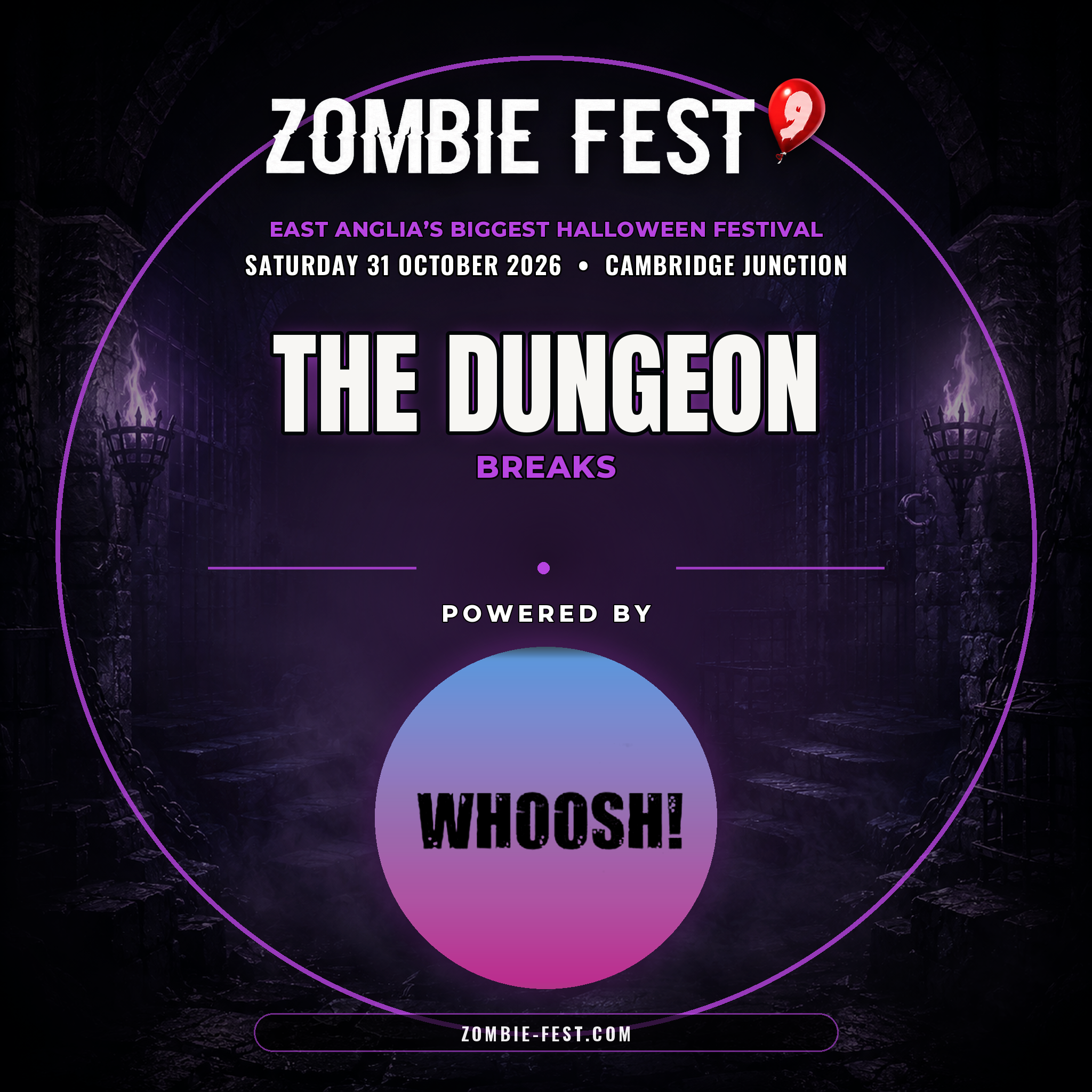 The Dungeon stage artwork — Zombie Fest 9, breaks, powered by Whoosh!